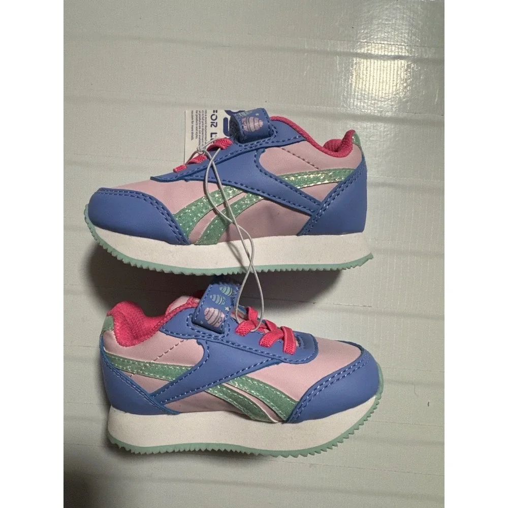 Reebok‎ Kids Toddler Girls Size 6 Pink Blue Cupcake Sneakers Hook and Loop